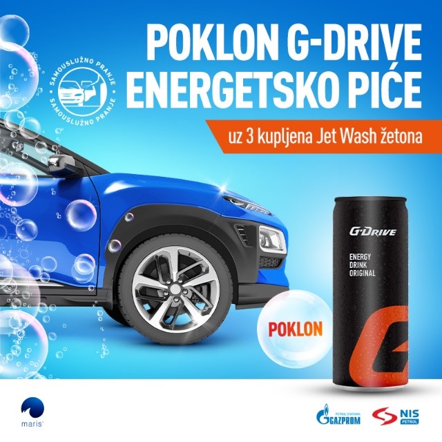 Uz 3 kupljena žetona na poklon dobijate G-Drive energetsko piće